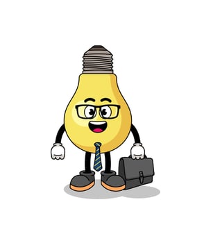 light bulb mascot as a businessman vector