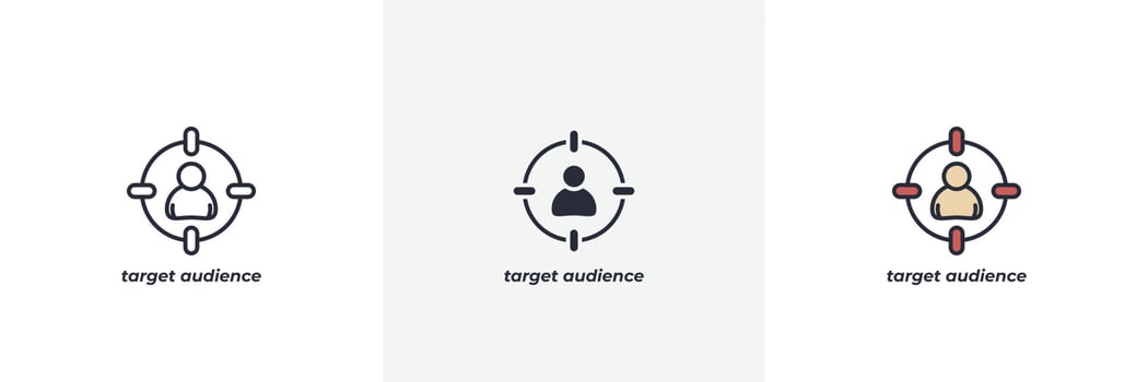 target audience icon. Line, solid and filled outline colorful version, outline and filled vector sign. Idea Symbol, logo illustration. Vector graphics