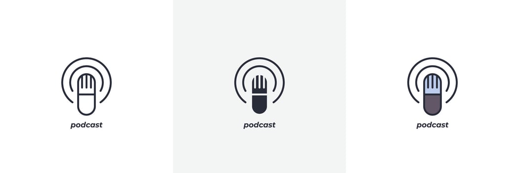 podcast icon. Line, solid and filled outline colorful version, outline and filled vector sign. Idea Symbol, logo illustration. Vector graphics