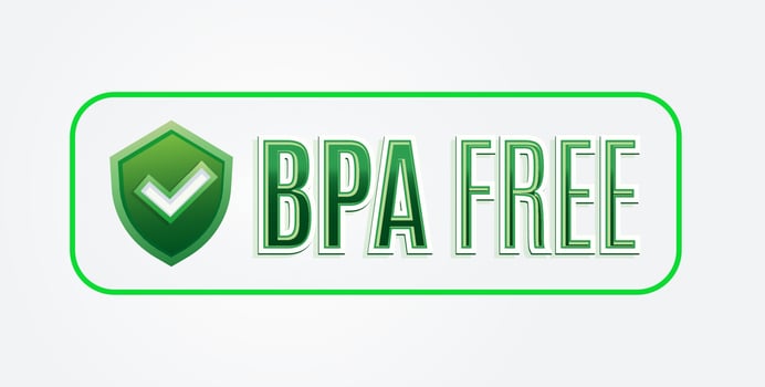 Round Square Green BPA FREE label Logo Badge with shield icon vector