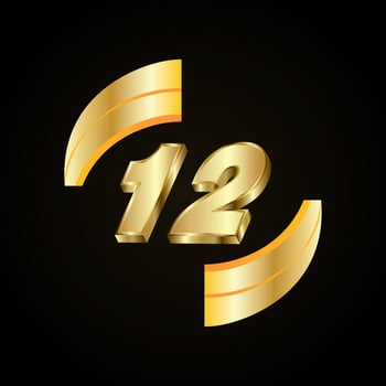 12 Golden numbers. vector 3d realistic.