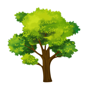 tree cartoon in painting style png