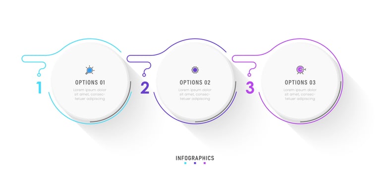 Vector Infographic label design template with icons and 3 options or steps. Can be used for process diagram, presentations, workflow layout, banner, flow chart, info graph.