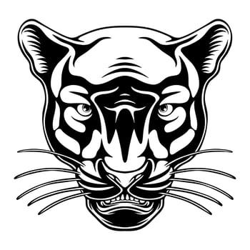 vector illustration Panther head with cool and relaxed pose black and white design