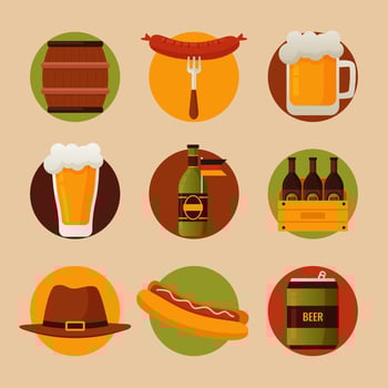 Oktoberfest Food and Drink Icon Collection vector