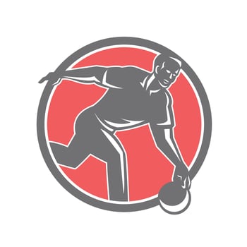 Bowler With Bowling Ball Circle Retro vector