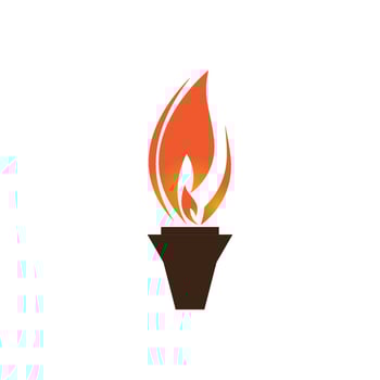 Fire torch with flame flat icons set. Collection of symbol flaming, illustration vector