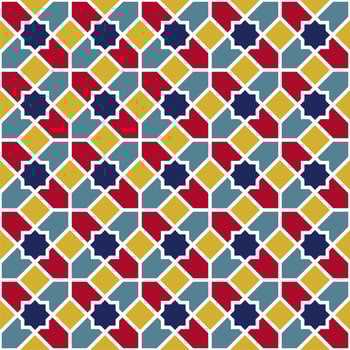 Background with seamless pattern in colorful islamic style vector