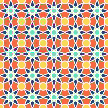 Background with seamless pattern in colorful islamic style vector