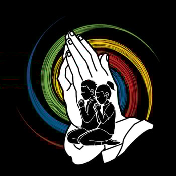 Boy and Girl Pray Together vector