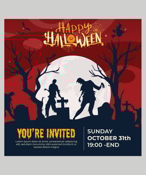 Halloween party invite card flyer, Halloween Party Invitation, Halloween banner or poster vector