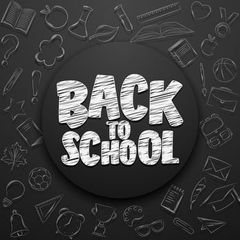 Back to school doodles in chalkboard background vector
