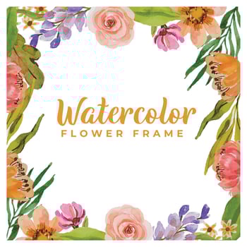 watercolor flower frame template vector
