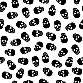 Seamless pattern black skulls vector