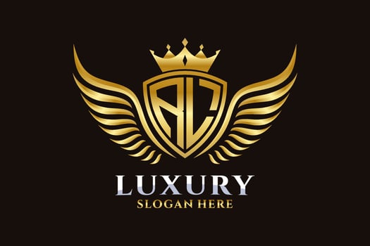 Luxury royal wing Letter RL crest Gold color Logo vector, Victory logo, crest logo, wing logo, vector logo template.
