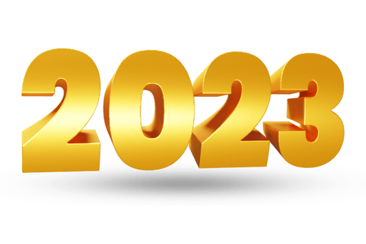 3d gold text effect with happy new year 2023 png