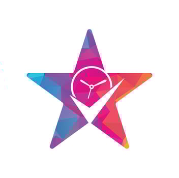 Check Time star shape concept Logo Design Template. Stopwatch logo. vector