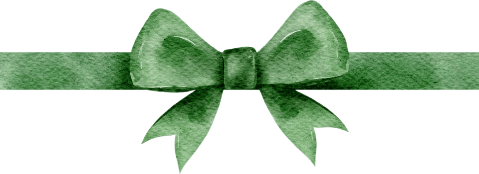 Green Ribbon tied in bow watercolor png