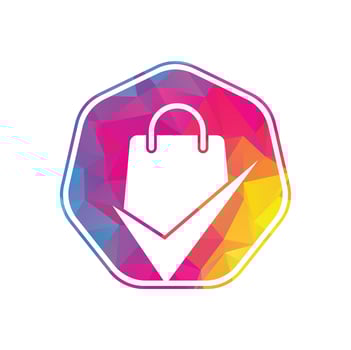 Shopping bag check logo icon. Check Shopping Logo Template, Icon, Symbol - Vector