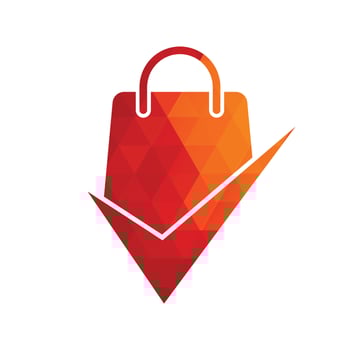 Shopping bag check logo icon. Check Shopping Logo Template, Icon, Symbol - Vector