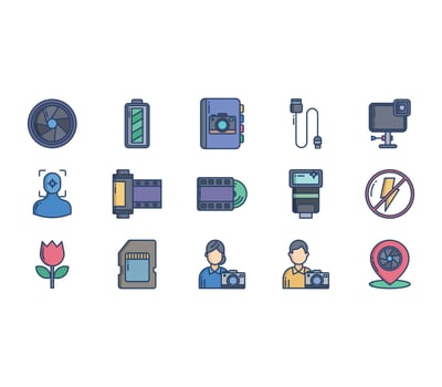 Photography and photo studio icon set vector