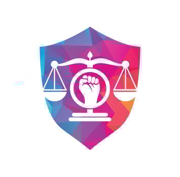 Law fist logo design icon. Justice Scales in Hand logo template design. Revolution justice logo concept. vector