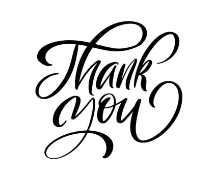 Hand drawn vintage vector text Thank you. Calligraphy lettering illustration for wedding, Thanksgiving Day, greeting card, tag. Isolated on white background