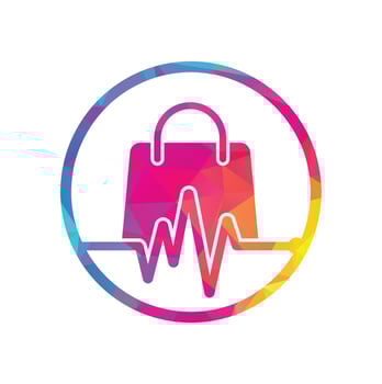 Pulse Shop Logo Template Design Vector. Health Bag Logo designs concept vector. Health Shop logo template vector