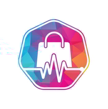 Pulse Shop Logo Template Design Vector. Health Bag Logo designs concept vector. Health Shop logo template vector