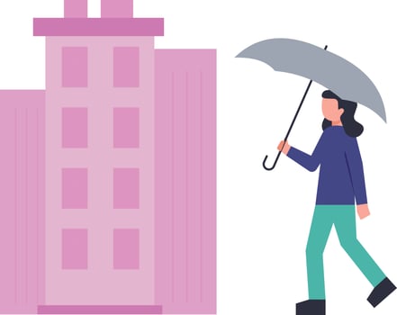 The girl is walking with an umbrella. vector