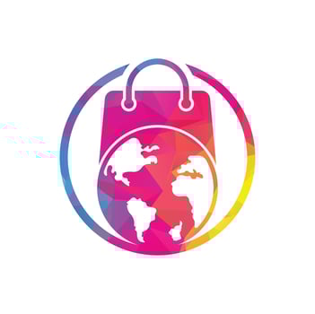 World Shop Logo Template Design Vector. Earth and sale symbol or icon. globe and market logotype design template. vector