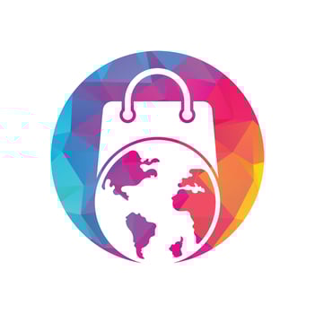 World Shop Logo Template Design Vector. Earth and sale symbol or icon. globe and market logotype design template. vector