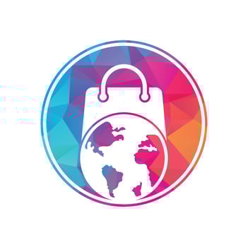 World Shop Logo Template Design Vector. Earth and sale symbol or icon. globe and market logotype design template. vector