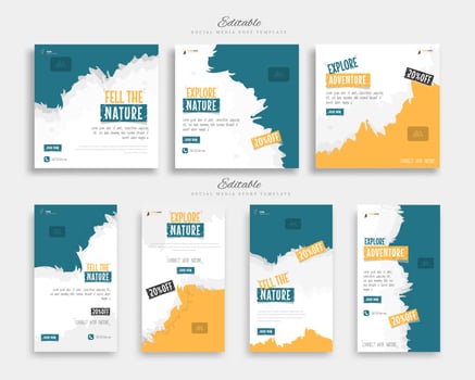 travel social media post template bundle vector
