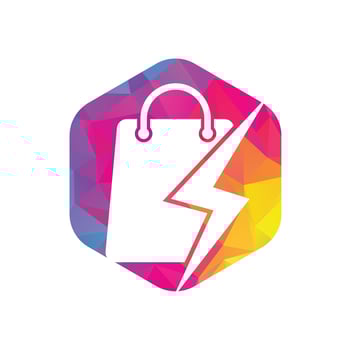 Thunder Shop Logo design vector. Electric Shop or Fast Shop Logo. Shopping Bag Combined with Energy or Lightning Bolt Icon Vector