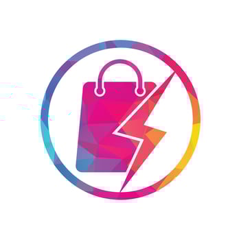Thunder Shop Logo design vector. Electric Shop or Fast Shop Logo. Shopping Bag Combined with Energy or Lightning Bolt Icon Vector