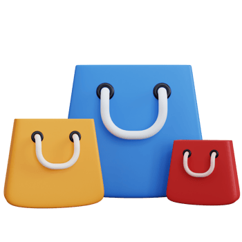 3d rendering three shopping bag isolated png