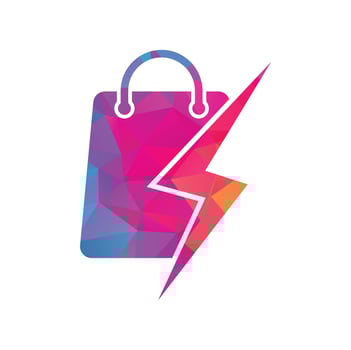 Thunder Shop Logo design vector. Electric Shop or Fast Shop Logo. Shopping Bag Combined with Energy or Lightning Bolt Icon Vector