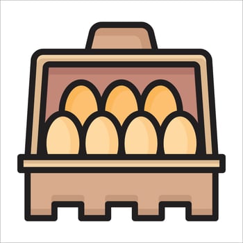Eggs icon vector with outline color style isolated on white background