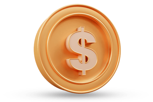 3d gold dollar render or coin sign png