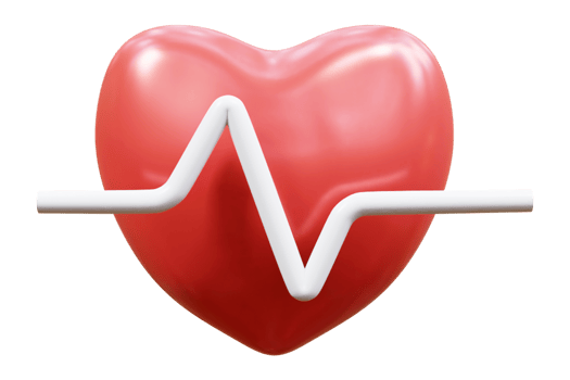3d heart pulse or heartbeat wave icon png
