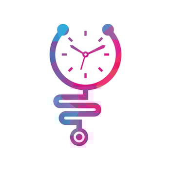 Time stethoscope vector logo design template. Health and medical or pharmacy logo concept.