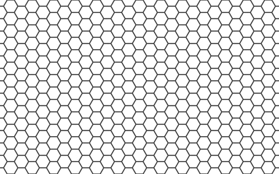 Honeycomb line art background. Simple beehive seamless pattern. Vector illustration of flat geometric texture symbol. Hexagon, hexagonal sign or cell icon. Honey bee hive, black and white color.