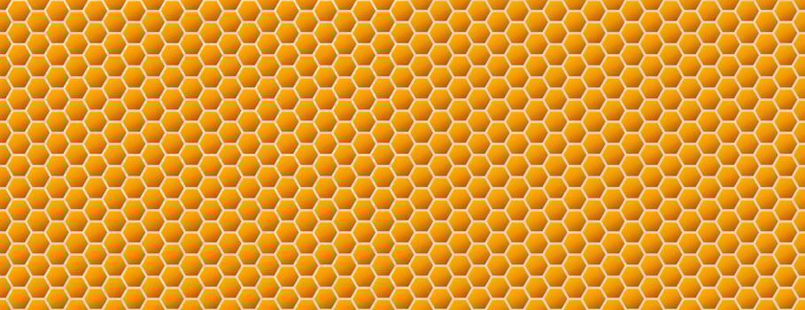 Honeycomb background. Beehive seamless pattern. Vector illustration of flat geometric texture symbol. Hexagon, hexagonal raster, sign or mosaic cell icon. Honey bee hive, golden orange yellow.