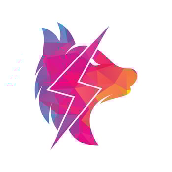 Thunder wolf logo design. Power, Wild animal and Energy logo concept icon vector. vector