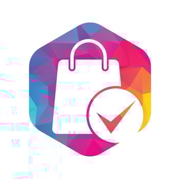 Shopping bag check logo icon. Check Shopping Logo Template, Icon, Symbol - Vector