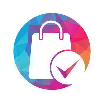 Shopping bag check logo icon. Check Shopping Logo Template, Icon, Symbol - Vector