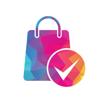 Shopping bag check logo icon. Check Shopping Logo Template, Icon, Symbol - Vector