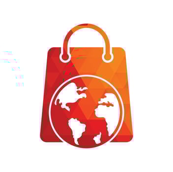 World Shop Logo Template Design Vector. Earth and sale symbol or icon. globe and market logotype design template. vector