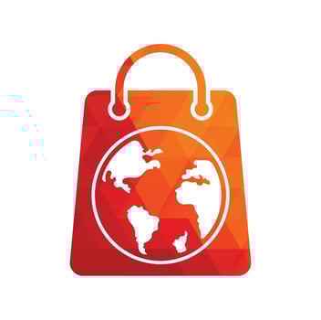 World Shop Logo Template Design Vector. Earth and sale symbol or icon. globe and market logotype design template. vector